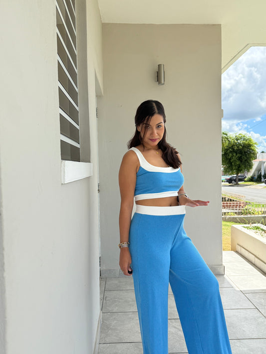 Blue set crop top & pant