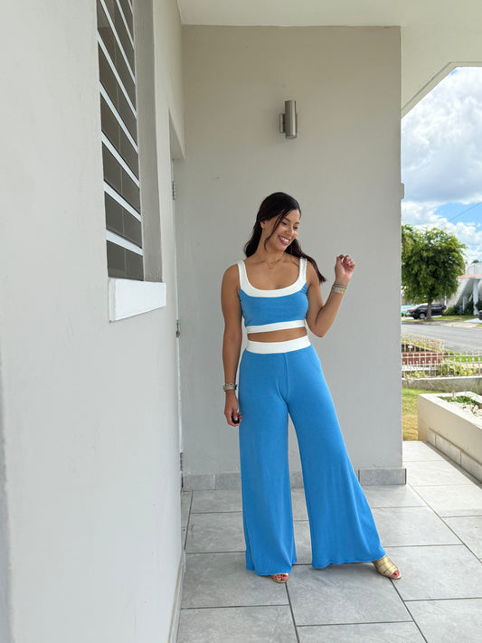 Blue set crop top & pant