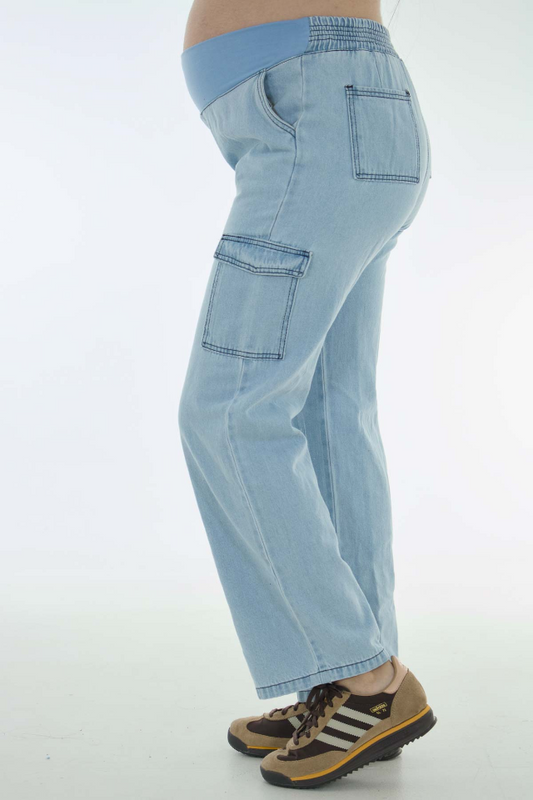 Maternity Jean Cargo- Baby blue