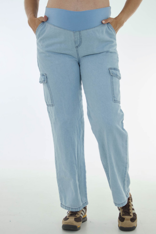 Maternity Jean Cargo- Baby blue