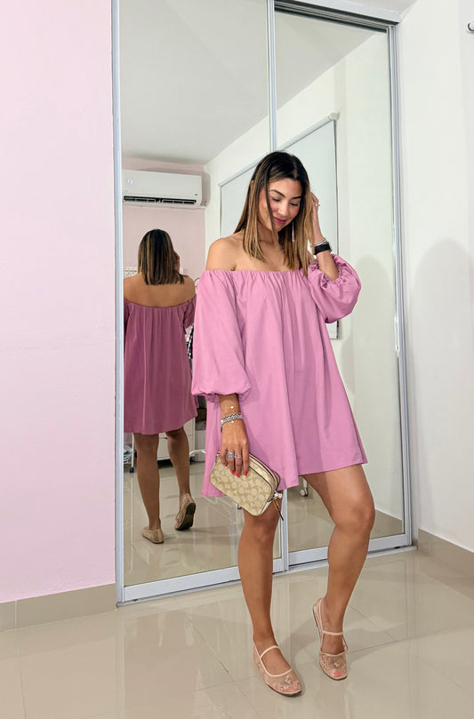 Off shoulder dress pink