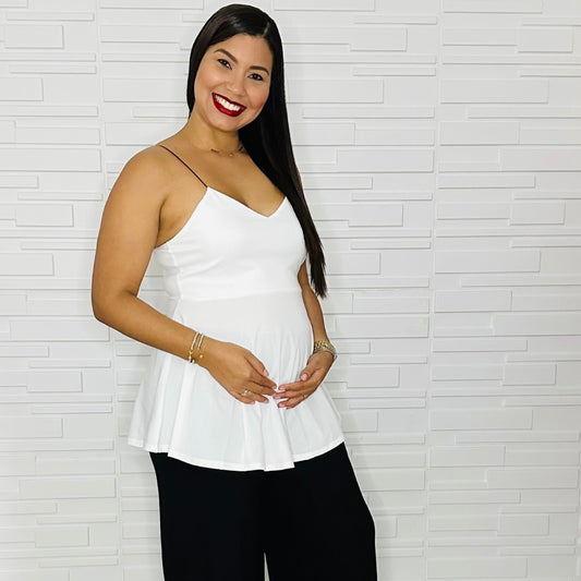 Maternity white snow top