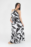 Maternity White & Black Maxi Dress