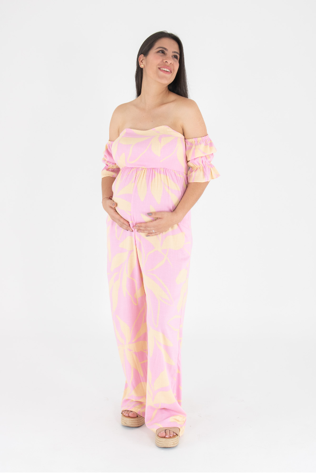 Maternity Jumpsuit Pink or Lila Flower